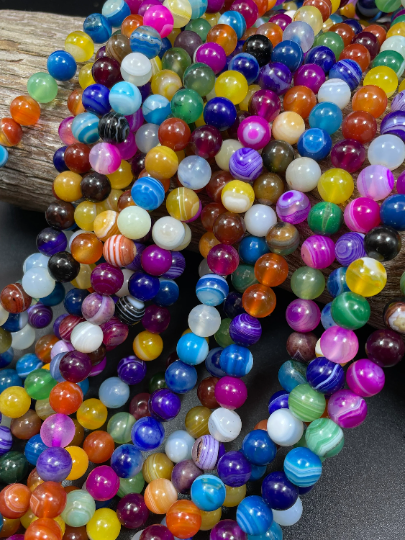 Natural Multicolor Botswana Agate Gemstone Bead 6mm 8mm 10mm 12mm Round Beads, Beautiful Multicolor Botswana Agate Beads 15.5"