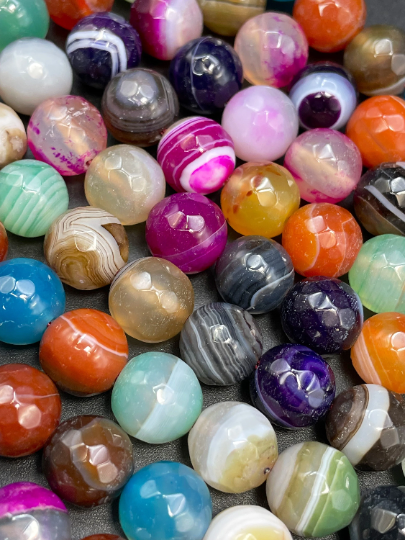 Natural Multicolor Botswana Agate Gemstone Bead Faceted 6mm 8mm 10mm 12mm Round Beads, Beautiful Multicolor Botswana Agate Beads 15.5"