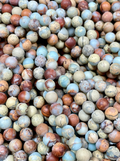 Natural Matte Sea Sediment Jasper Gemstone Bead 6mm 8mm 10mm Round Beads