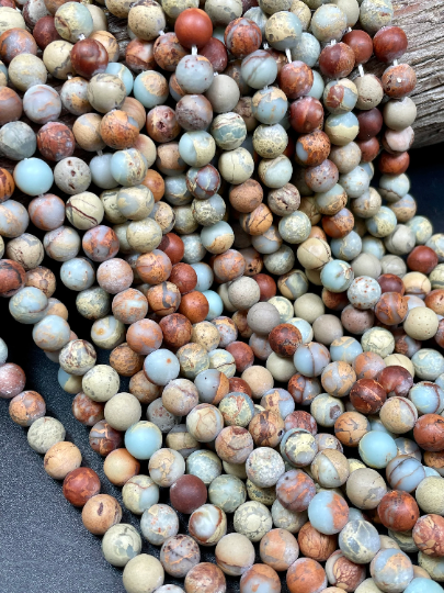 Natural Matte Sea Sediment Jasper Gemstone Bead 6mm 8mm 10mm Round Beads