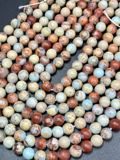 Natural Matte Sea Sediment Jasper Gemstone Bead 6mm 8mm 10mm Round Beads