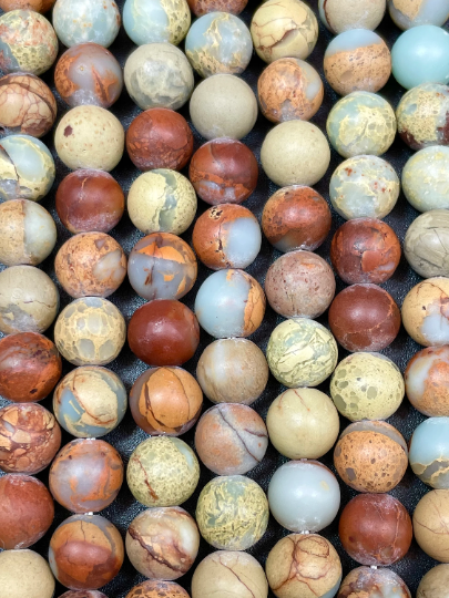 Natural Matte Sea Sediment Jasper Gemstone Bead 6mm 8mm 10mm Round Beads