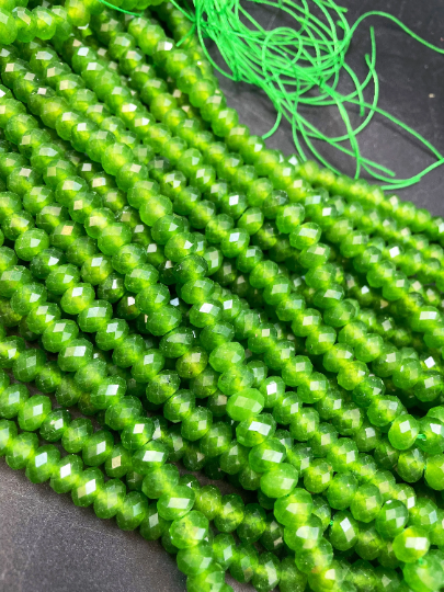 AAA Natural Canadian Jade Gemstone Bead Faceted 8x5mm Rondelle Shape, Beautiful Natural Green Color Canadian Jade Beads 15.5"