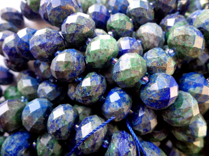 NATURAL Azurite Gemstone Beads 13x10mm Faceted Rondelle Shape, Gorgeous Blue and Green Color Full Strand 15.5"