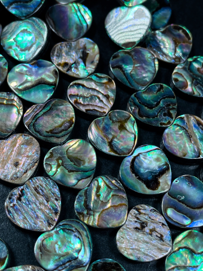 AAA Natural Abalone Shell Bead 15mm Heart Shape Bead, Beautiful Natural Rainbow Color Abalone Bead, Excellent Quality Full Strand 15.5"