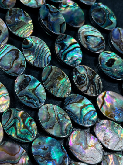 AAA Natural Abalone Shell Bead 13x18mm Oval Shape, Gorgeous Natural Rainbow Peacock Color Abalone Shell Bead, Excellent Quality Full Strand 15.5"