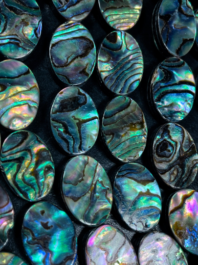 AAA Natural Abalone Shell Bead 13x18mm Oval Shape, Gorgeous Natural Rainbow Peacock Color Abalone Shell Bead, Excellent Quality Full Strand 15.5"