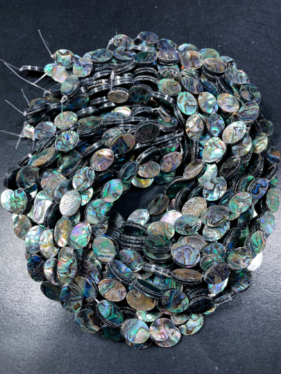 AAA Natural Abalone Shell Bead 13x18mm Oval Shape, Gorgeous Natural Rainbow Peacock Color Abalone Shell Bead, Excellent Quality Full Strand 15.5"