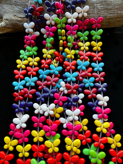 Natural Multicolor Howlite Turquoise Bead Butterfly Shape 14x19mm Gorgeous Multicolor Colorful Beads Full Strand 15.5"