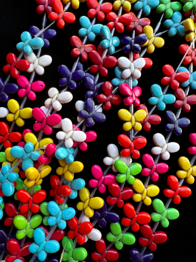 Natural Multicolor Howlite Turquoise Bead Butterfly Shape 14x19mm Gorgeous Multicolor Colorful Beads Full Strand 15.5"