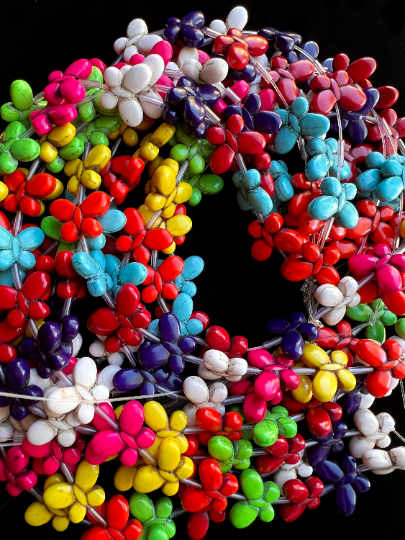 Natural Multicolor Howlite Turquoise Bead Butterfly Shape 14x19mm Gorgeous Multicolor Colorful Beads Full Strand 15.5"