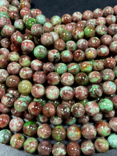 AAA Natural Green Red Garnet Gemstone Beads 6mm 7mm 8mm Round Beads, Beautiful Green Red Color Garnet Gemstone Bead Full Strand 15.5"