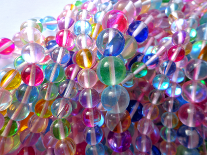 Rainbow Mermaid Glass Beads, 6mm 8mm 10mm 12mm Round Beads, Beautiful Rainbow Colorful Beads, Great Quality Beads, Full Strand 15.5"
