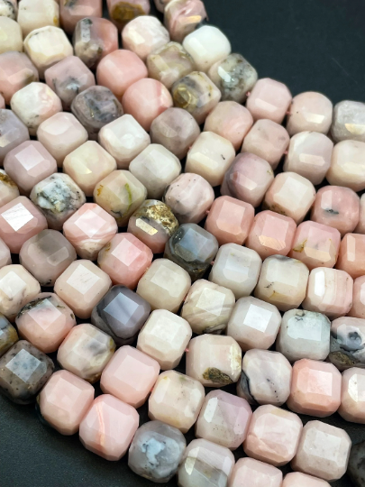 AAA Natural Pink Opal Gemstone Bead Faceted 8mm Cube Shape, Beautiful Natural Pink Color Opal Gemstone Bead, High Quality Beads