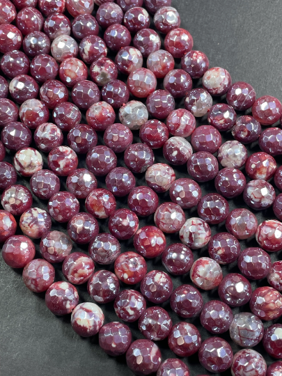 AAA Natural Mystic Red Agate Gemstone Bead Faceted 6mm 8mm 10mm Round Beads, Beautiful Mystic Agate Beads 15.5" Strand