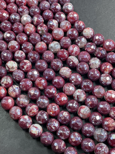 AAA Natural Mystic Red Agate Gemstone Bead Faceted 6mm 10mm Round Beads, Beautiful Mystic Agate Beads 15.5" Strand