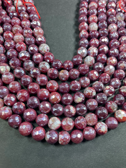 AAA Natural Mystic Red Agate Gemstone Bead Faceted 6mm 10mm Round Beads, Beautiful Mystic Agate Beads 15.5" Strand