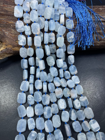 Natural Aquamarine Gemstone Bead 10x15mm Rectangle Tablet Shape, Beautiful Natural Aqua Blue Color Aquamarine, Full Strand 15.5"