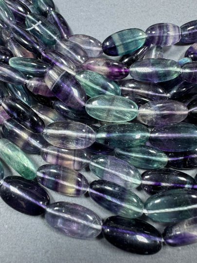 AAA Natural Fluorite Gemstone Bead 20x10mm Oval Shape, Gorgeous Natural Purple Green Fluorite Beads, Excellent Quality Full Strand 15.5"