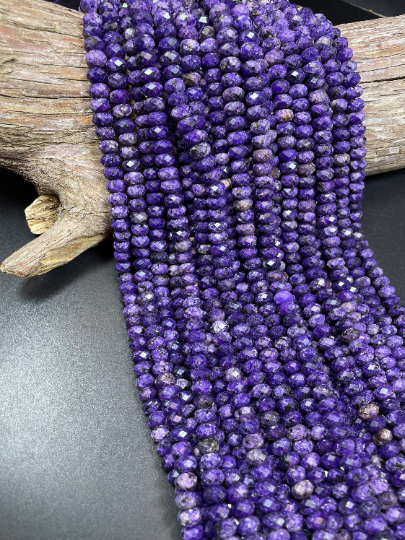 AAA Natural Charoite Gemstone Bead Faceted 8x5mm Rondelle Shape, Gorgeous Natural Purple Black Charoite Beads, Full Strand 15.5"