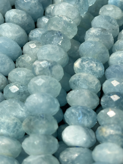 AAA Natural Aquamarine Gemstone Bead, Faceted 4x6mm 5x8mm Rondelle Shape, Gorgeous Natural Blue Aquamarine Gemstone Bead, Excellent Quality Full Strand 15.5"