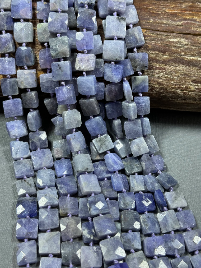 AA Natural Tanzanite Gemstone Bead Faceted 10mm 12mm Square Shape Beads, Gorgeous Natural Purple-Blue Color Tanzanite, Excellent Quality Full Strand 15.5"