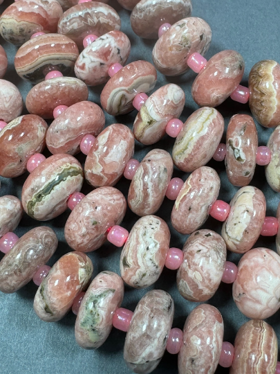 AAA Natural Rhodochrosite Gemstone Beads, Rondelle Shape Beads, Excellent Quality Natural Pink Color Rhodochrosite Gemstone Beads, 7.5" Strand