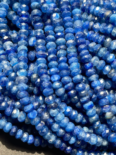 AAA Natural Kyanite Gemstone Bead Faceted 3x4mm 2x5mm Rondelle Shape Bead, Gorgeous Natural Blue Kyanite Gemstone Bead Full Strand 15.5"