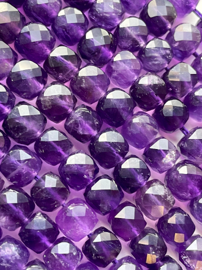 AAA Natural Amethyst Gemstone Bead Faceted 4mm Cube Shape Shape, Beautiful Natural Dark Purple Amethyst Beads 15.5" Strand