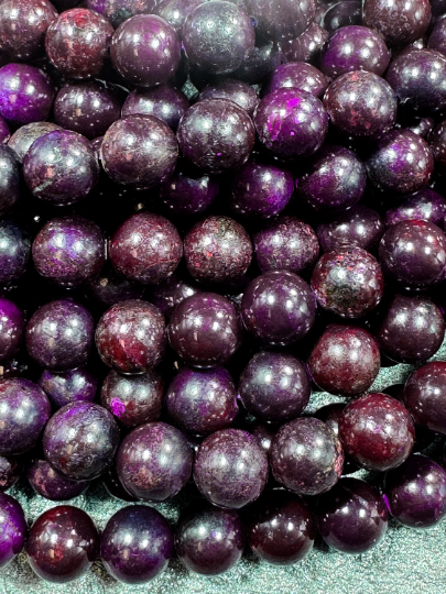 AA Natural Sugilite Gemstone Bead 8mm 10mm 12 Round Beads, Excellent Quality Sugilite Beads Dark Purple Color, 15.5" Strand