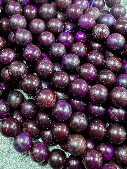 AA Natural Sugilite Gemstone Bead 8mm 10mm 12 Round Beads, Excellent Quality Sugilite Beads Dark Purple Color, 15.5" Strand