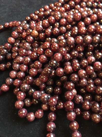 AAA Natural Red Garnet Gemstone Bead, Smooth 4mm 6mm 8mm 10mm 12mm Round Beads, Gorgeous Natural Dark Red Color Red Garnet, Full Strand 15.5"