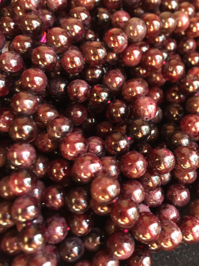 AAA Natural Red Garnet Gemstone Bead, Smooth 4mm 6mm 8mm 10mm 12mm Round Beads, Gorgeous Natural Dark Red Color Red Garnet, Full Strand 15.5"