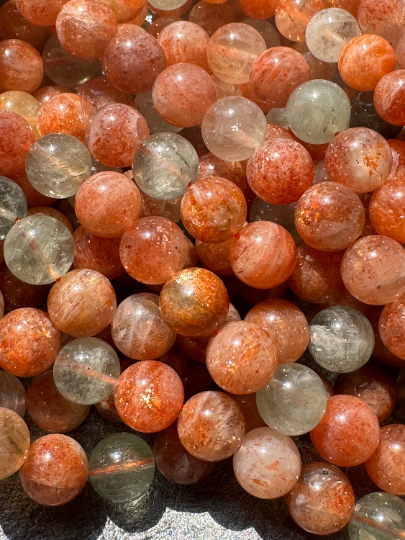 AAA Fire Sunstone Gemstone Beads, Gorgeous Natural Fire Orange Color Sunstone Beads, Excellent Quality Full Strand 15.5"