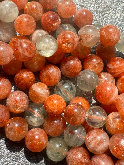 AAA Fire Sunstone Gemstone Beads, Gorgeous Natural Fire Orange Color Sunstone Beads, Excellent Quality Full Strand 15.5"