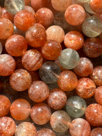 AAA Fire Sunstone Gemstone Beads, Gorgeous Natural Fire Orange Color Sunstone Beads, Excellent Quality Full Strand 15.5"