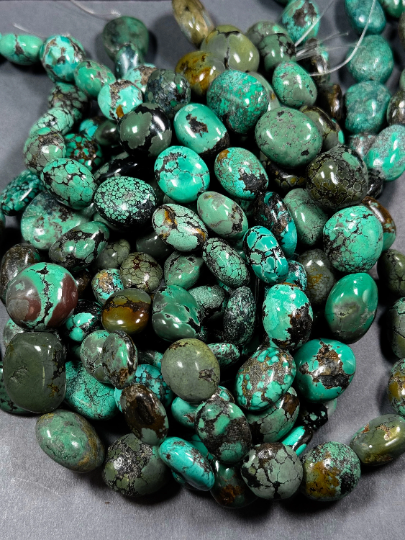 Natural Turquoise Gemstone Beads Oval Shape Beads, 100% Natural Blue Turquoise Beads, Excellent Quality Full Strand 15.5"