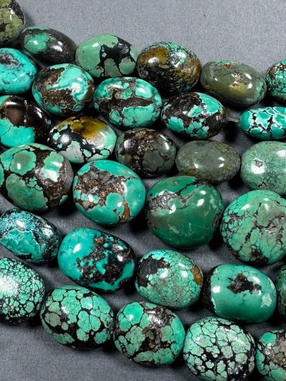 Natural Turquoise Gemstone Beads Oval Shape Beads, 100% Natural Blue Turquoise Beads, Excellent Quality Full Strand 15.5"
