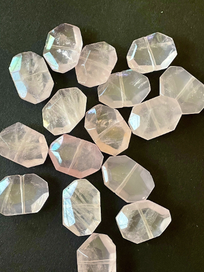 Natural Rose Quartz Gemstone Bead Faceted 16x30mm Rectangle Shape, Beautiful Natural Clear Pink Rose Quartz Gemstone LOOSE BEADS