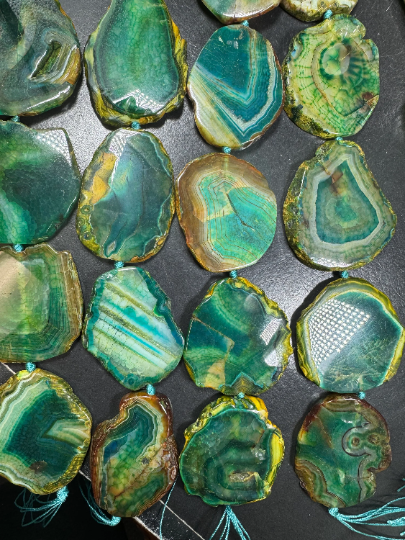 Natural Dragon Skin Agate Gemstone Bead Freeform Slabs, Gorgeous Turquoise Green Blue Color. Excellent Quality . Full strand 15.5”