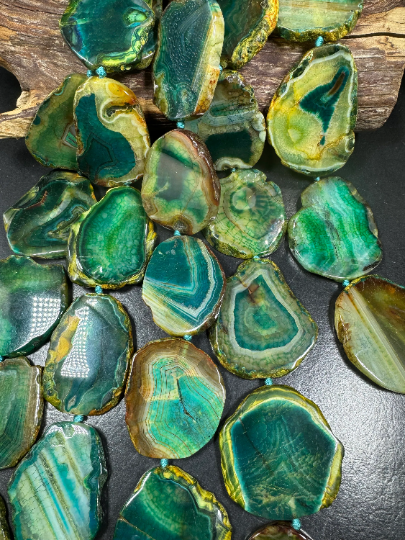 Natural Dragon Skin Agate Gemstone Bead Freeform Slabs, Gorgeous Turquoise Green Blue Color. Excellent Quality . Full strand 15.5”
