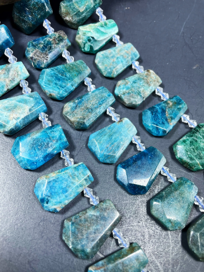 Natural Apatite Gemstone Bead Faceted Teardrop Shape 28x20mm, Natural Blue Color with Brown Apatite Gemstone Beads. Full strand 15.5”