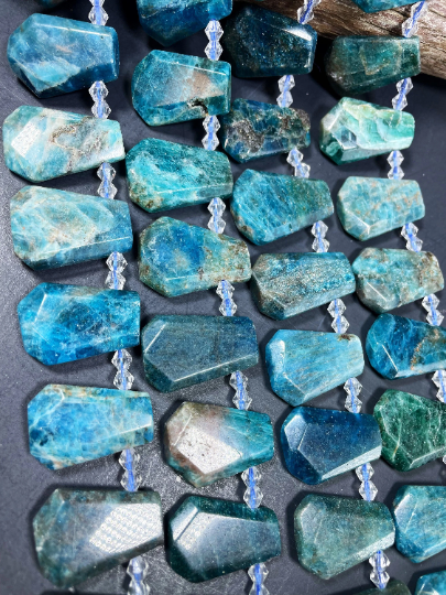 Natural Apatite Gemstone Bead Faceted Teardrop Shape 28x20mm, Natural Blue Color with Brown Apatite Gemstone Beads. Full strand 15.5”