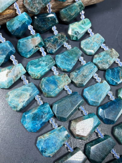Natural Apatite Gemstone Bead Faceted Teardrop Shape 28x20mm, Natural Blue Color with Brown Apatite Gemstone Beads. Full strand 15.5”