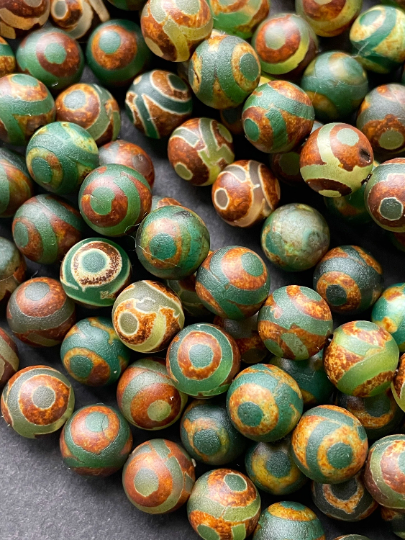 Natural Tibetan Stone Bead 6mm 8mm Round Bead, Beautiful Brown Green Color Tibetan Gemstone. Great Quality Full Strand 15.5”