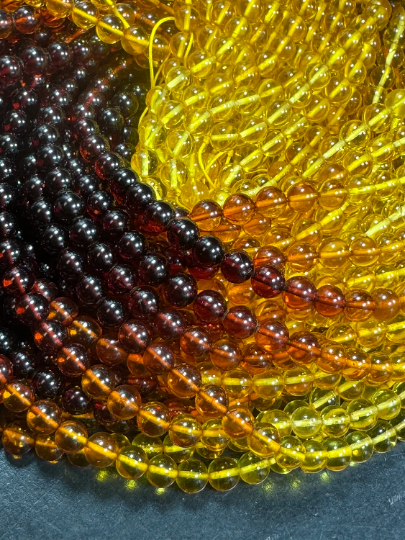 AAA Natural Baltic Gold Amber Gemstone Beads 4mm 6mm Round Bead, Gorgeous Natural Ombre Gradient Color Baltic Gold Beads, Excellent Quality 15.5" Strand