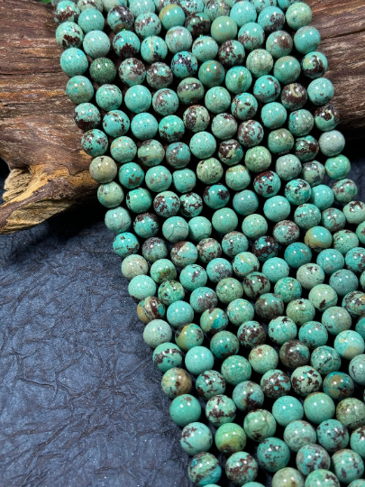 AAA Genuine Natural Turquoise Gemstone Bead, Round Turquoise Beads, Excellent Quality 100% Natural Turquoise 15.5" Strand