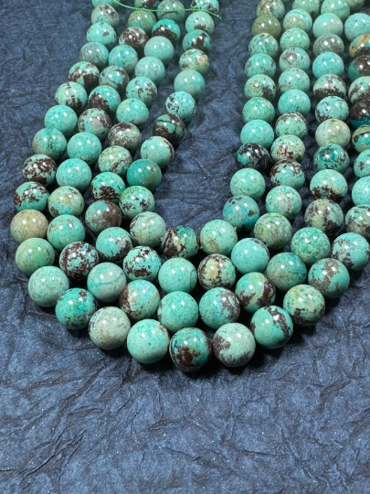 AAA Genuine Natural Turquoise Gemstone Bead, Round Turquoise Beads, Excellent Quality 100% Natural Turquoise 15.5" Strand