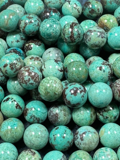AAA Genuine Natural Turquoise Gemstone Bead, Round Turquoise Beads, Excellent Quality 100% Natural Turquoise 15.5" Strand