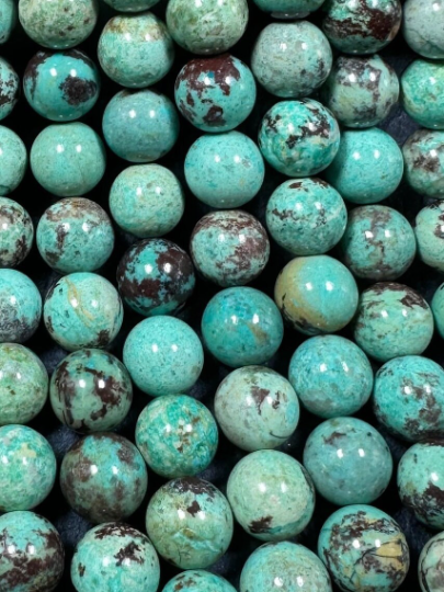 AAA Natural Turquoise Gemstone Bead, Round Turquoise Beads, Excellent Quality 100% Natural Turquoise 15.5" Strand